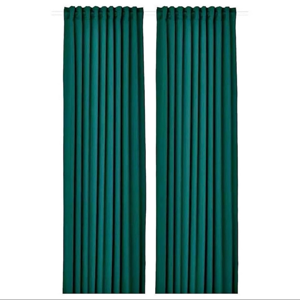 IKEA MAJGULL Black-out Curtains 1 Pair Dark Green Emerald 57x98 (604.881.11) NIP